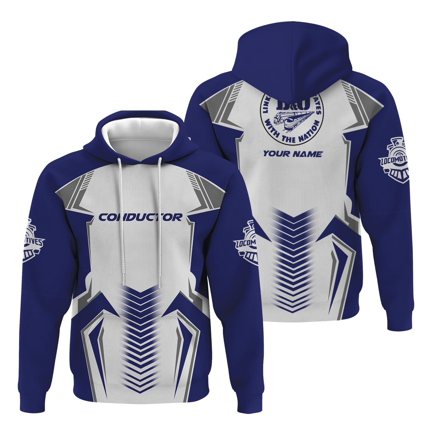 Railspirit Personalized B&O Great States Railroad Hoodie Standout Style with Custom Position Train Zip Up Hoodie