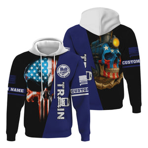Railspirit Personalized B&O Great States Railroad Hoodie Train Skull American Flag Zip Up Hoodie All Over Print