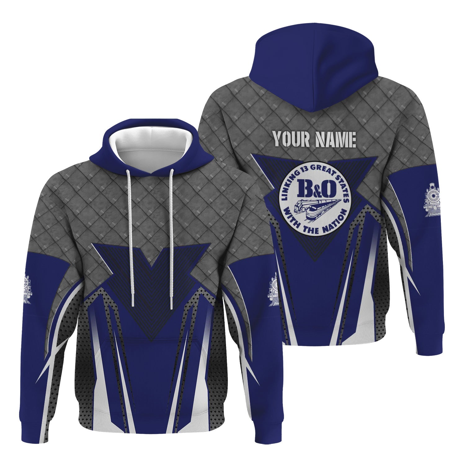 Railspirit Personalized B&O Great States Railroad Hoodie Rugged Steel Vibes Train Zip Up Hoodie All Over Print