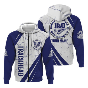 Railspirit Personalized B&O Great States Railroad Hoodie Crackle Texture Style Train Zip Up Hoodie For Trackhead