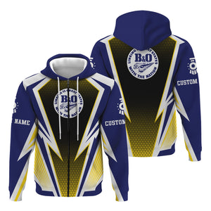 Railspirit Personalized B&O Great States Railroad Hoodie Lightning Graphic Style Zip Up Hoodie Gift Idea For Train Lover