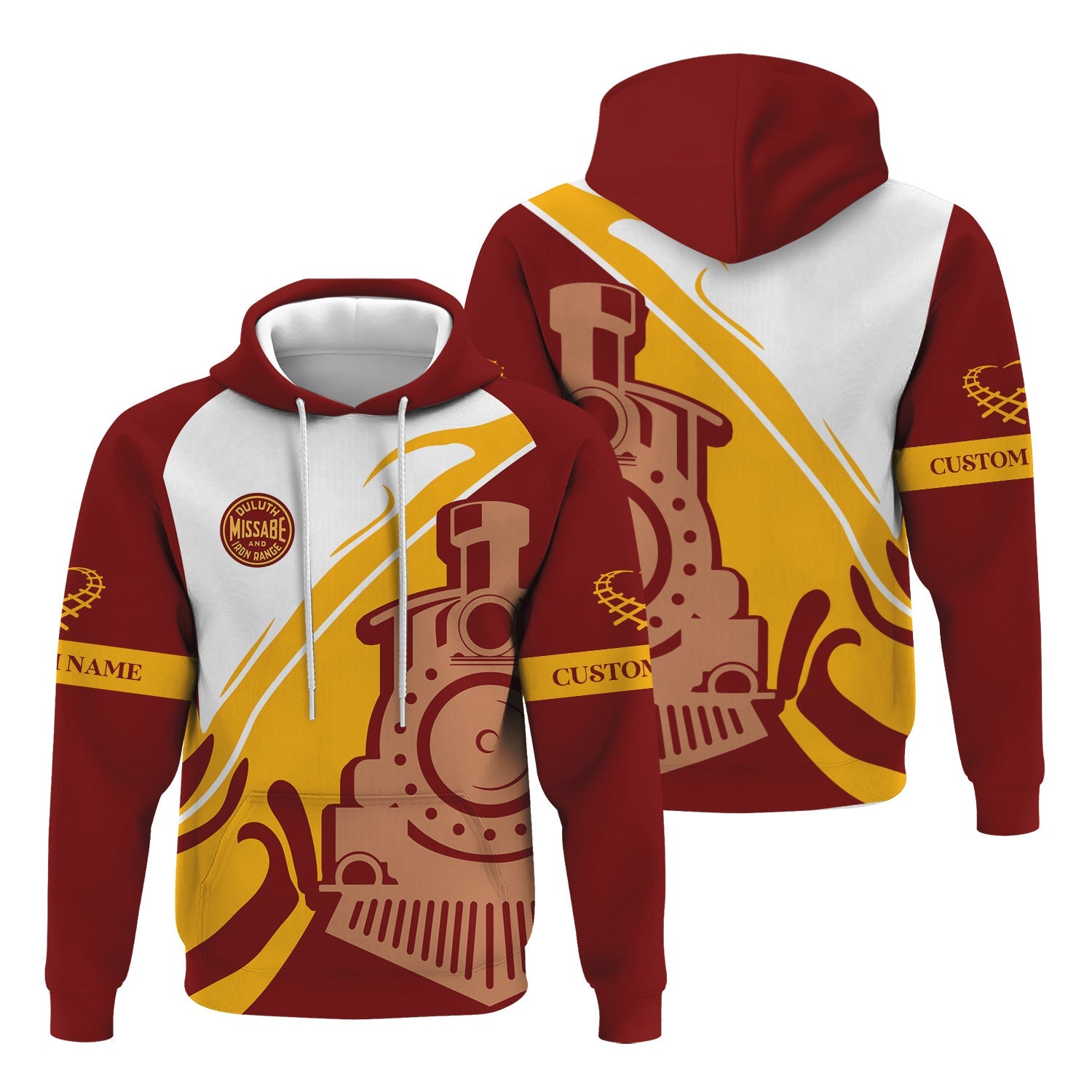 Railspirit Personalized Duluth, Missabe, & Iron Range Railroad Hoodie Flame-Inspired Style Zip Up Hoodie Gift Idea For Train Lovers