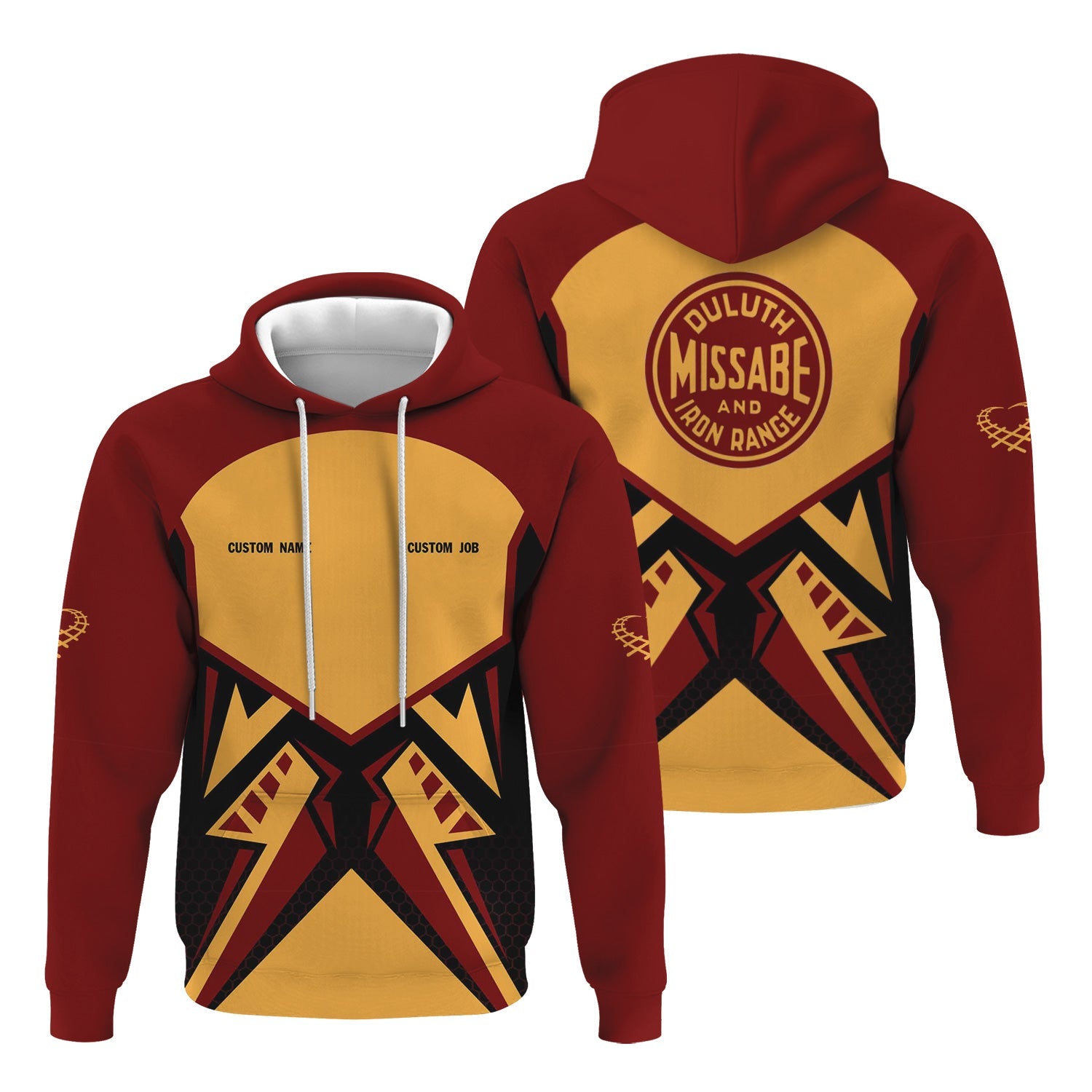 Railspirit Personalized Duluth, Missabe, & Iron Range Railroad Hoodie Vibriant Style with Custom Position Train Zip Up Hoodie