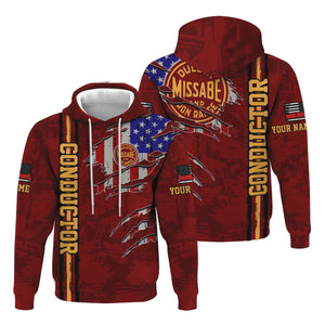 Railspirit Personalized Duluth, Missabe, & Iron Range Railroad Hoodie USA Flag Claw Art with Custom Job Train Zip Up Hoodie