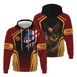 Railspirit Personalized Duluth, Missabe, & Iron Range Railroad Hoodie American Eagle Vintage Train Zip Up Hoodie