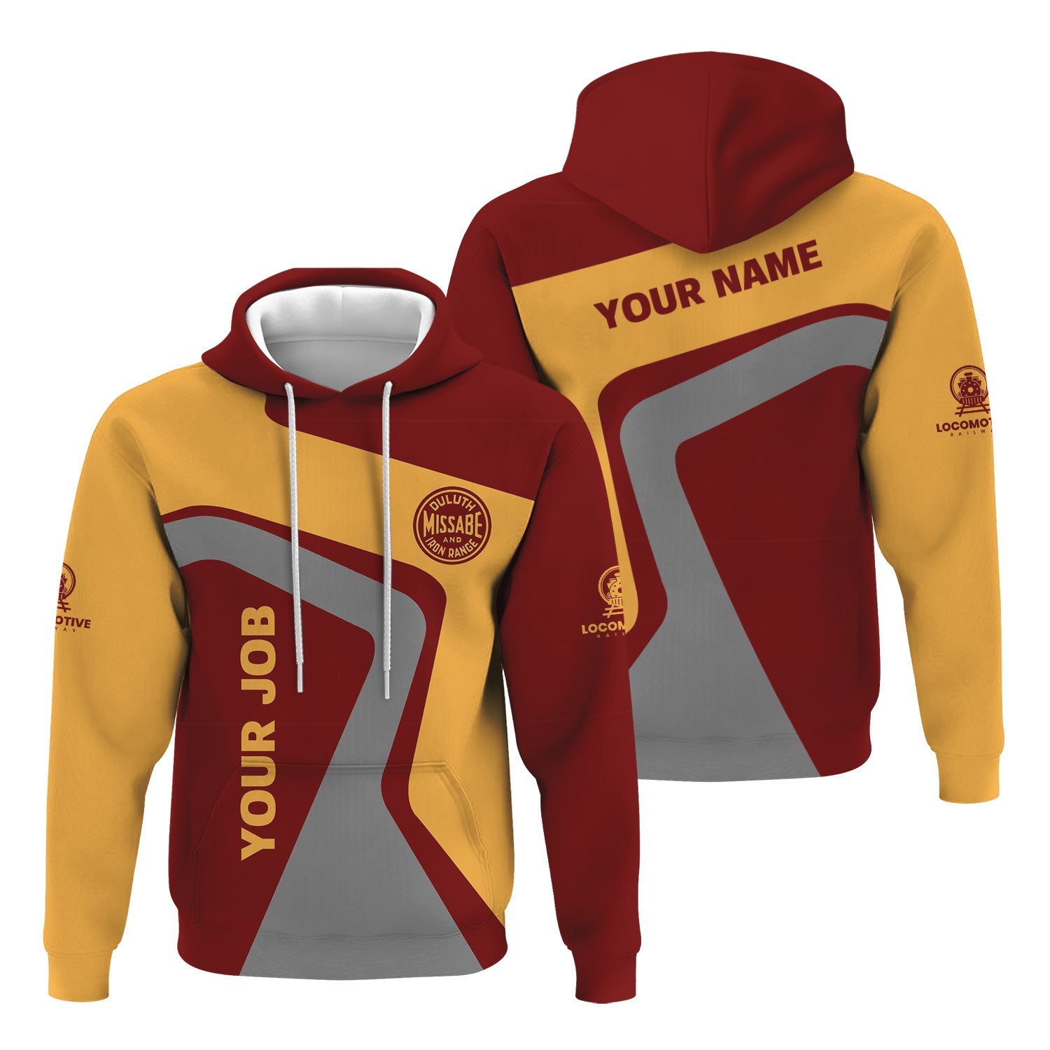 Railspirit Personalized Duluth, Missabe, & Iron Range Railroad Hoodie Unique Design with Custom Job Position Train Zip Up Hoodie