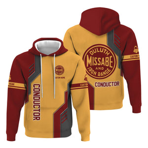 Railspirit Personalized Duluth, Missabe, & Iron Range Railroad Hoodie Unique Railway Style with Custom Job Train Zip Up Hoodie