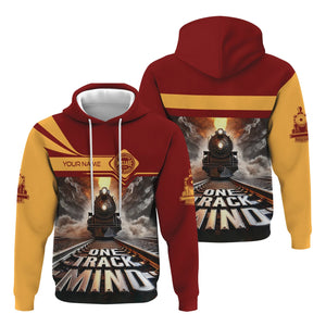 Railspirit Personalized Duluth, Missabe, & Iron Range Railroad Hoodie One Track Mind Train Printed ZIp Up Hoodie