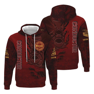 Railspirit Personalized Duluth, Missabe, & Iron Range Railroad Hoodie Blazing Style with Custom Position Train Zip Up Hoodie