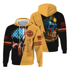 Railspirit Personalized Duluth, Missabe, & Iron Range Railroad Hoodie Train Skull American Flag Zip Up Hoodie All Over Print