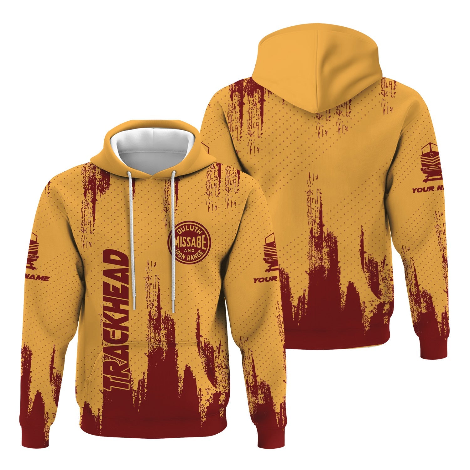 Railspirit Personalized Duluth, Missabe, & Iron Range Railroad Hoodie Paint Impact Design Train Zip Up Hoodie for Trackhead