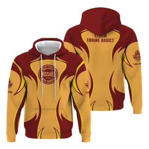 Railspirit Personalized Duluth, Missabe, & Iron Range Railroad Hoodie Distinctive Flame Style Zip Up Hoodie For Steam Engine Addict