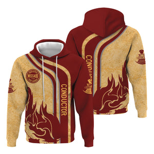 Railspirit Personalized Duluth, Missabe, & Iron Range Railroad Hoodie Flame Design with Custom Job Position Train Zip Up Hoodie
