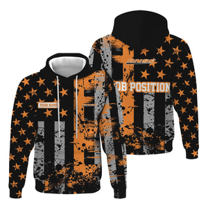 Railspirit Personalized BNSF Railway Hoodie Artistic Paint American Flag Style Train Zip Up Hoodie