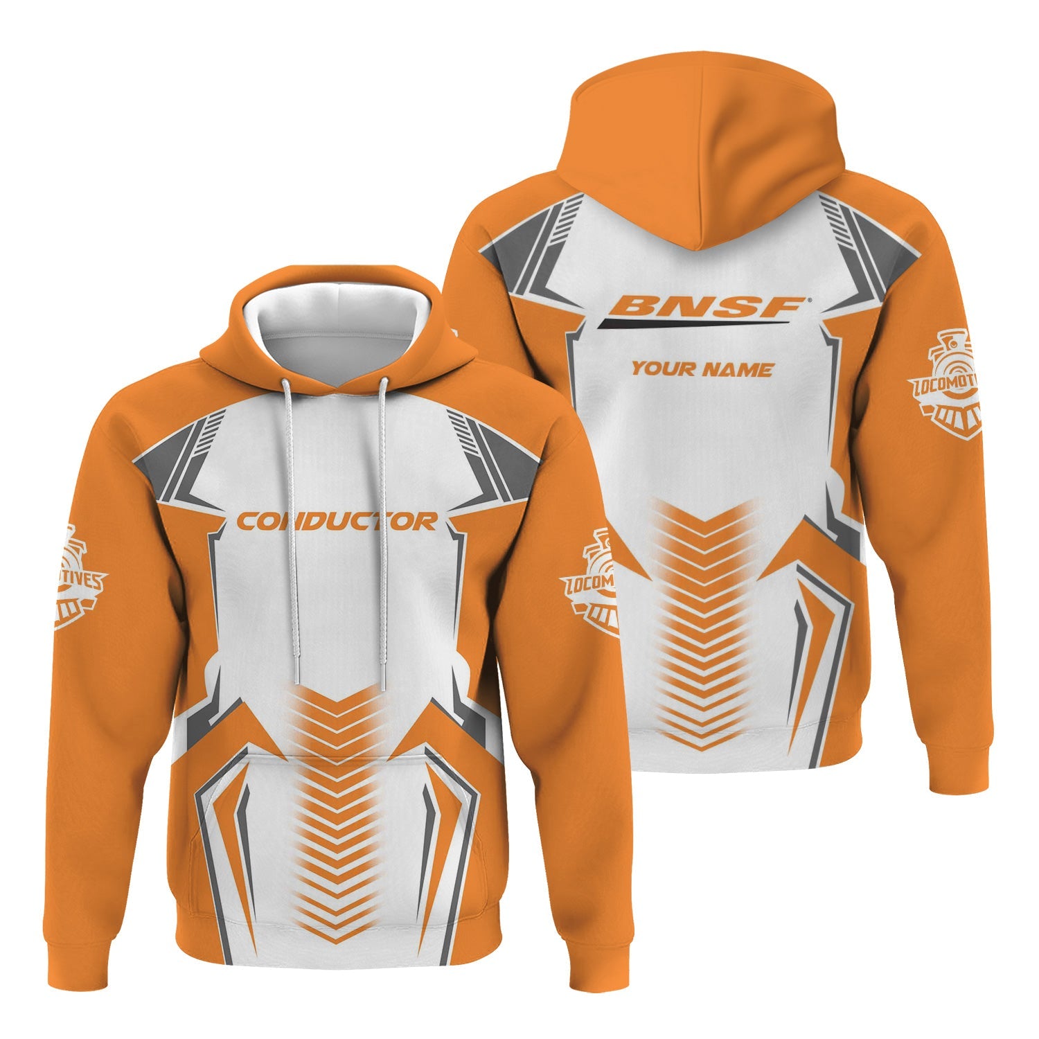 Railspirit Personalized BNSF Railway Hoodie Standout Style with Custom Position Train Zip Up Hoodie