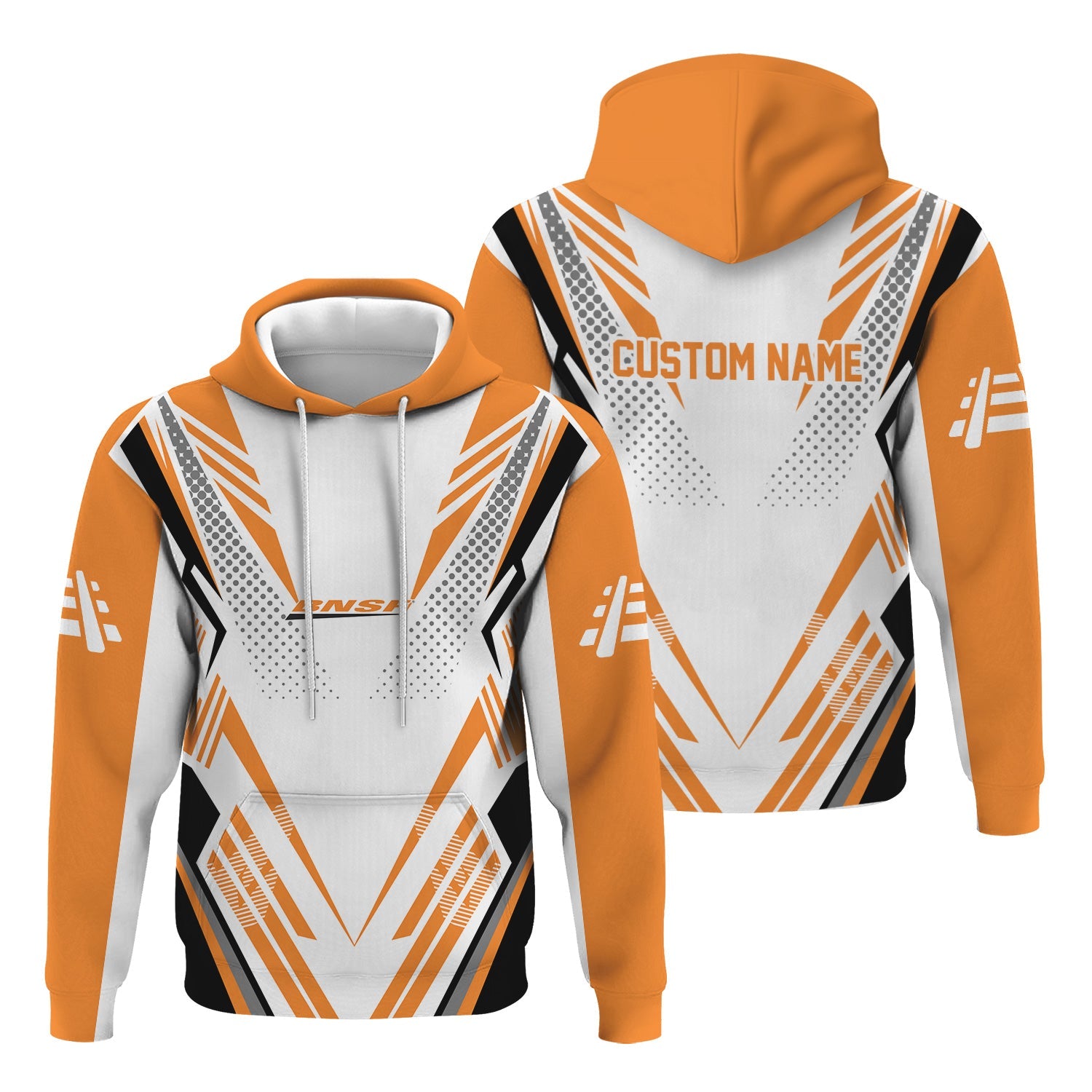 Railspirit Personalized BNSF Railway Hoodie Railroad Tribute Design Train Zip Up Hoodie for Train Lovers