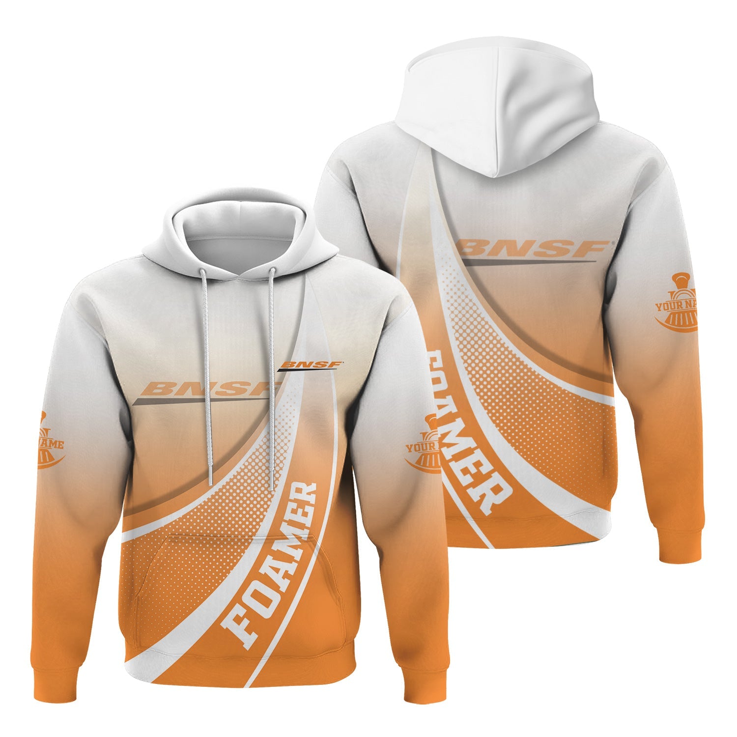 Railspirit Personalized BNSF Railway Hoodie Railway-Themed Style Zip Up Hoodie Gift Idea For Trainspotter