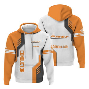Railspirit Personalized BNSF Railway Hoodie Unique Railway Style with Custom Job Train Zip Up Hoodie