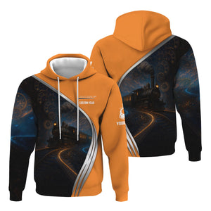Railspirit Personalized BNSF Railway Hoodie Steampunk Locomotive with Custom Year Train Zip Up Hoodie