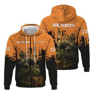 Railspirit Personalized BNSF Railway Hoodie Vintage Train Art Style Zip Up Hoodie For Locomotive Fans