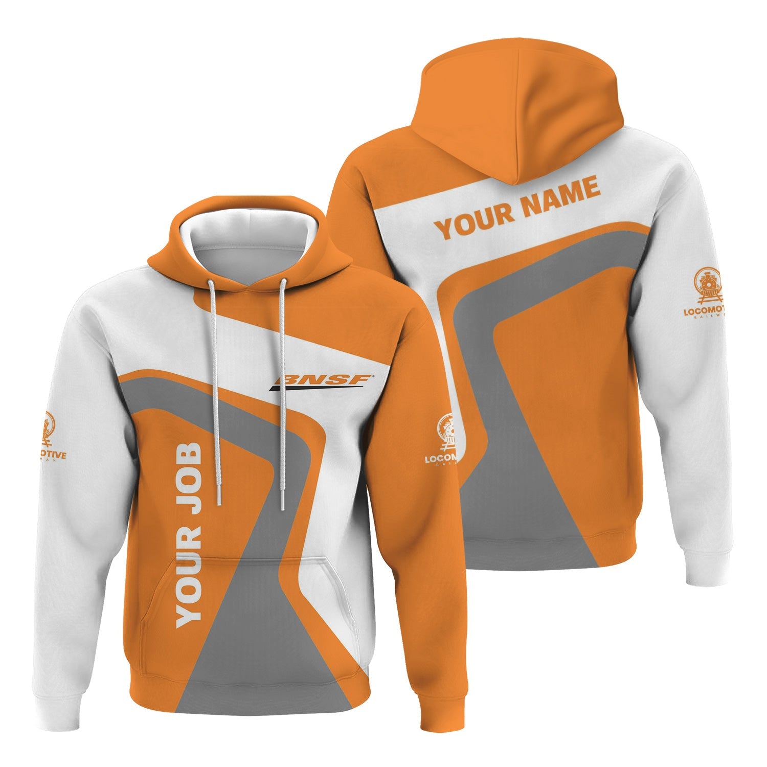 Railspirit Personalized BNSF Railway Hoodie Unique Design with Custom Job Position Train Zip Up Hoodie