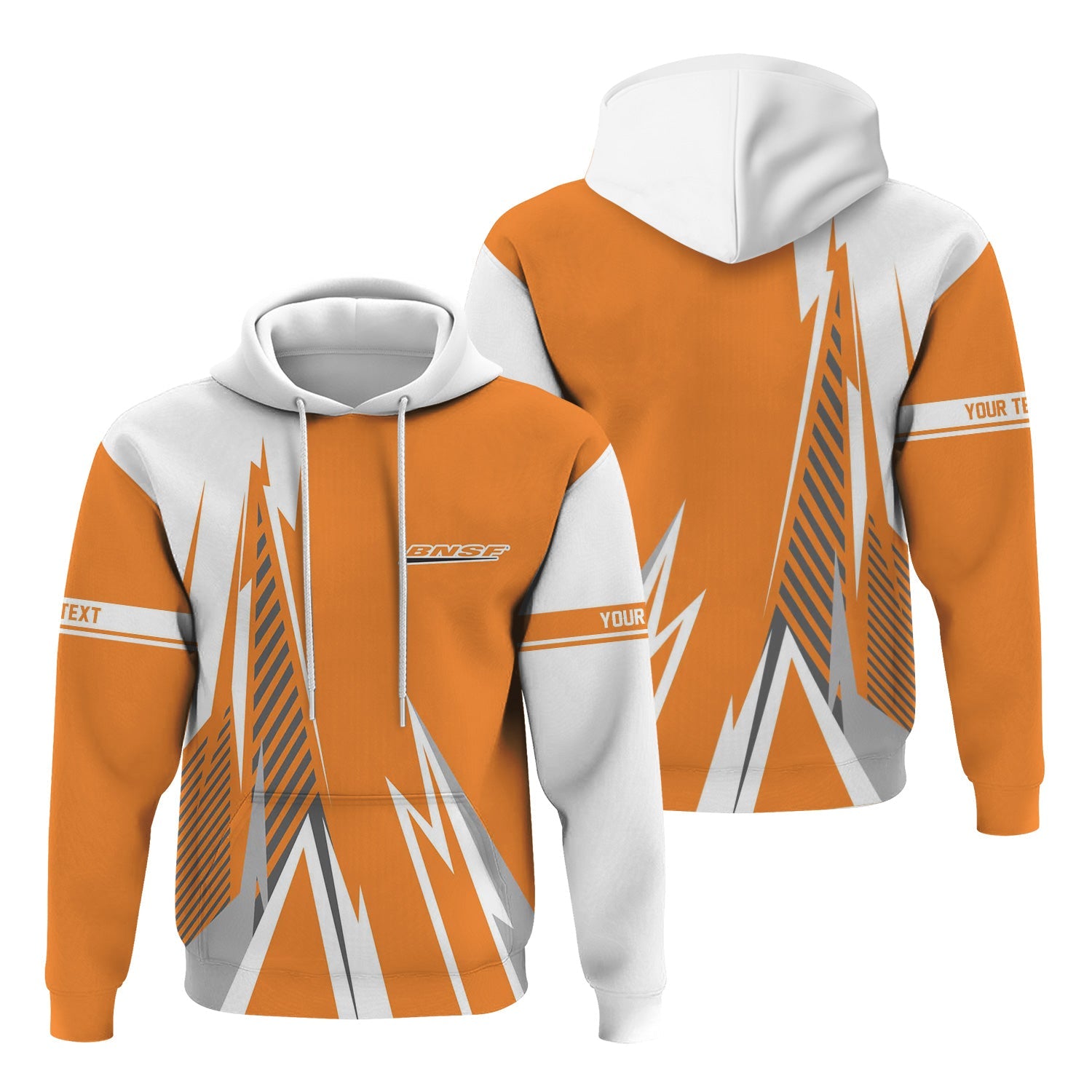 Railspirit Personalized BNSF Railway Hoodie Lightning-Inspired Railway Style Zip Up Hoodie For Train Lovers