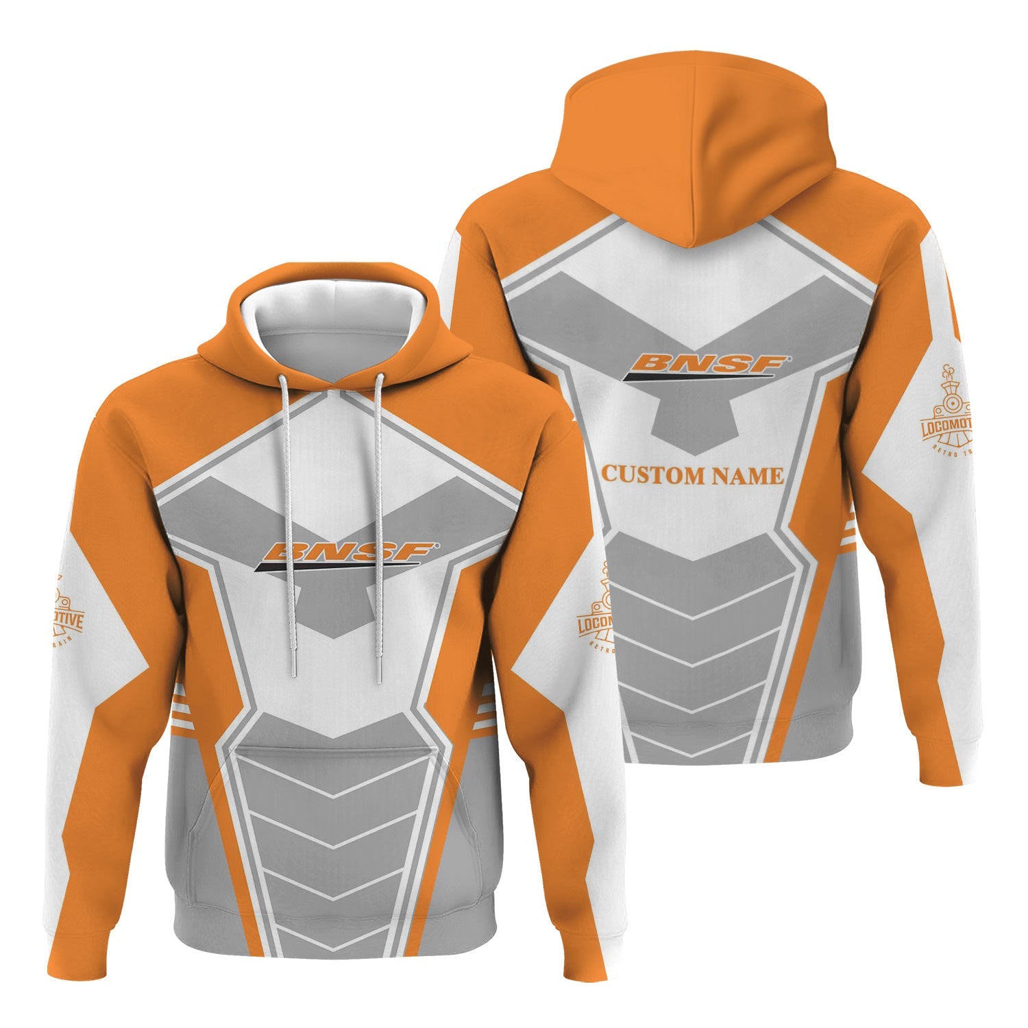 Railspirit Personalized BNSF Railway Hoodie Engine-Inspired Style Train Zip Up Hoodie for Railroad Fanatic