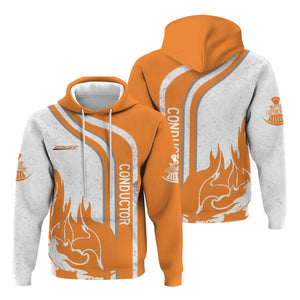 Railspirit Personalized BNSF Railway Hoodie Flame Design with Custom Job Position Train Zip Up Hoodie
