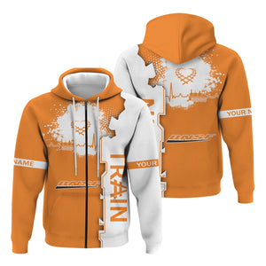 Railspirit Personalized BNSF Railway Hoodie Engine Heartbeat and Track Love Style Zip Up Hoodie Gift Idea For Train Lovers