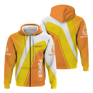 Railspirit Personalized BNSF Railway Hoodie Vibrant Striking Style Zip Up Hoodie For Rail Enthusiasts