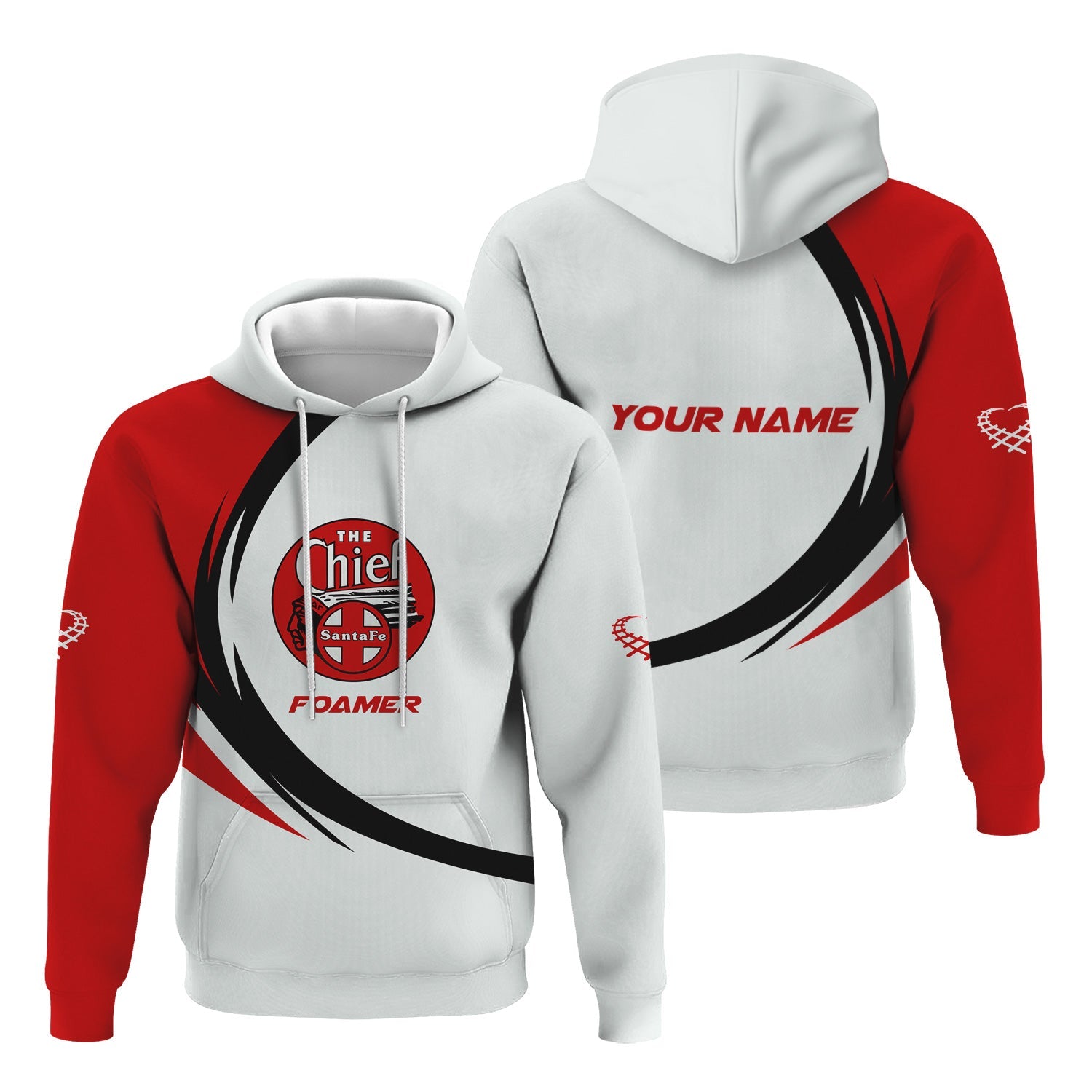 Railspirit Personalized The Chief Santa Fe Railroad Hoodie Unique Graphic Style Zip Up Hoodie For Train Enthusiasts