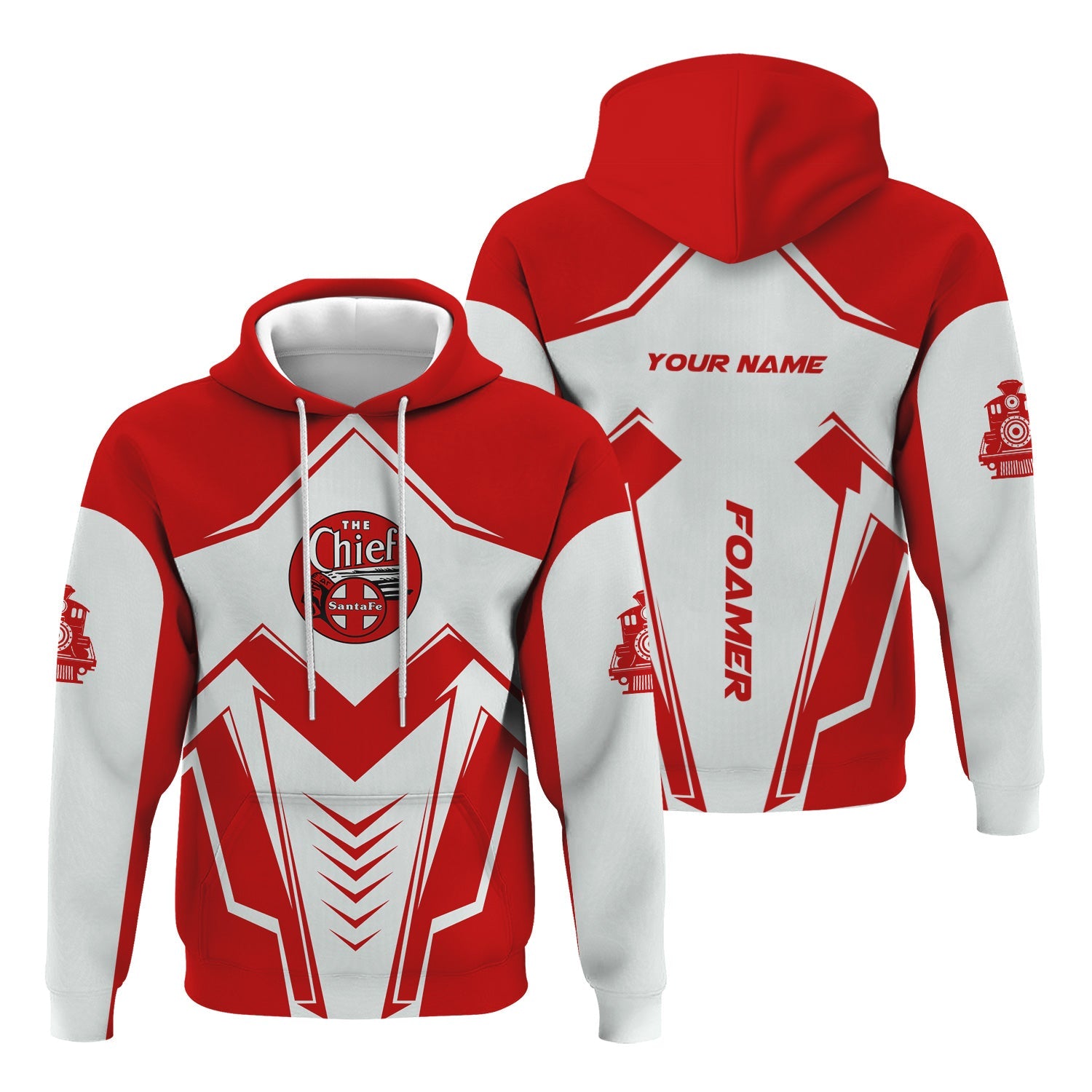 Railspirit Personalized The Chief Santa Fe Railroad Hoodie Railway Trainspotter Style Zip Up Hoodie Gift Idea For Foamers