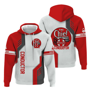 Railspirit Personalized The Chief Santa Fe Railroad Hoodie Unique Railway Style with Custom Job Train Zip Up Hoodie