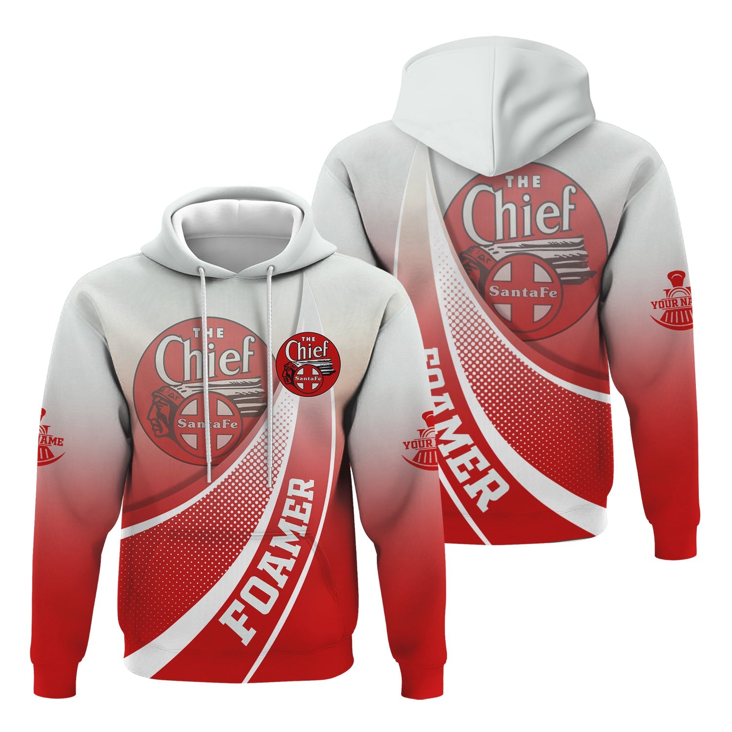 Railspirit Personalized The Chief Santa Fe Railroad Hoodie Railway-Themed Style Zip Up Hoodie Gift Idea For Trainspotter