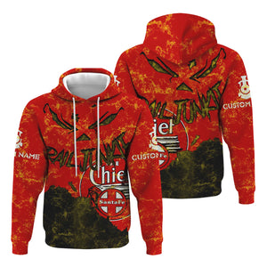 Railspirit Personalized The Chief Santa Fe Railroad Hoodie Torn Graphic Style Train Zip Up Hoodie For Rail Junkie