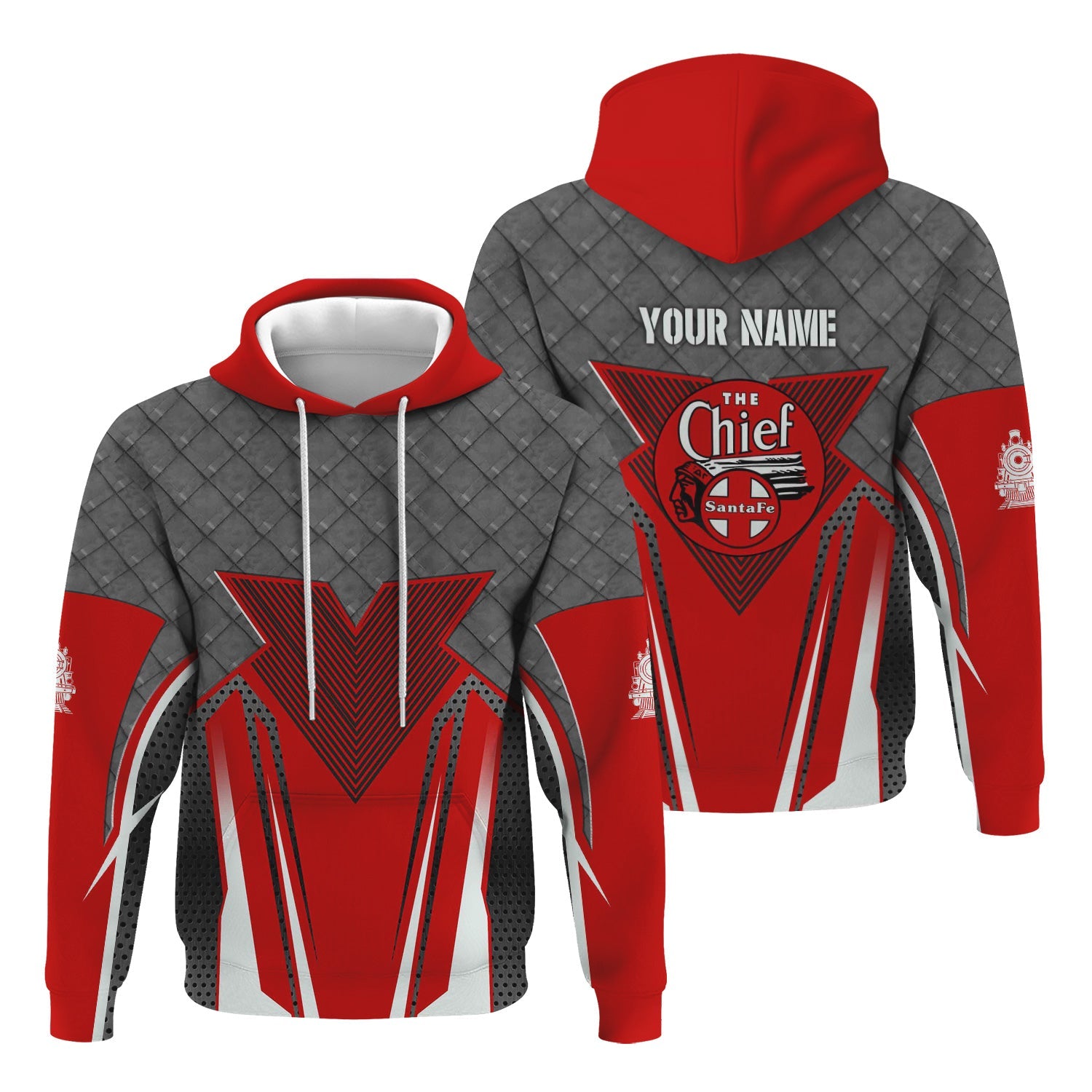 Railspirit Personalized The Chief Santa Fe Railroad Hoodie Rugged Steel Vibes Train Zip Up Hoodie All Over Print