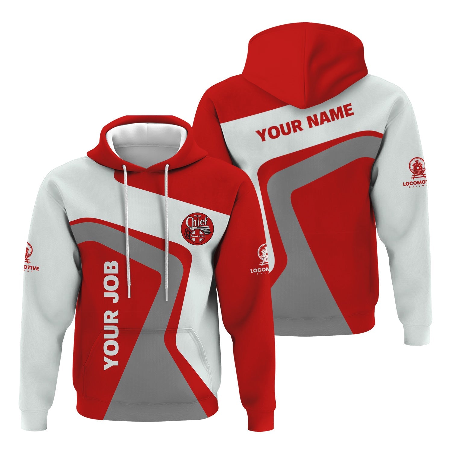 Railspirit Personalized The Chief Santa Fe Railroad Hoodie Unique Design with Custom Job Position Train Zip Up Hoodie