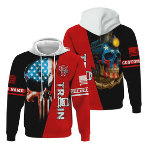 Railspirit Personalized The Chief Santa Fe Railroad Hoodie Train Skull American Flag Zip Up Hoodie All Over Print