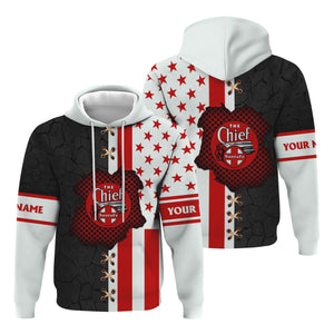Railspirit Personalized The Chief Santa Fe Railroad Hoodie American Flag with Crack Effect Train Zip Up Hoodie