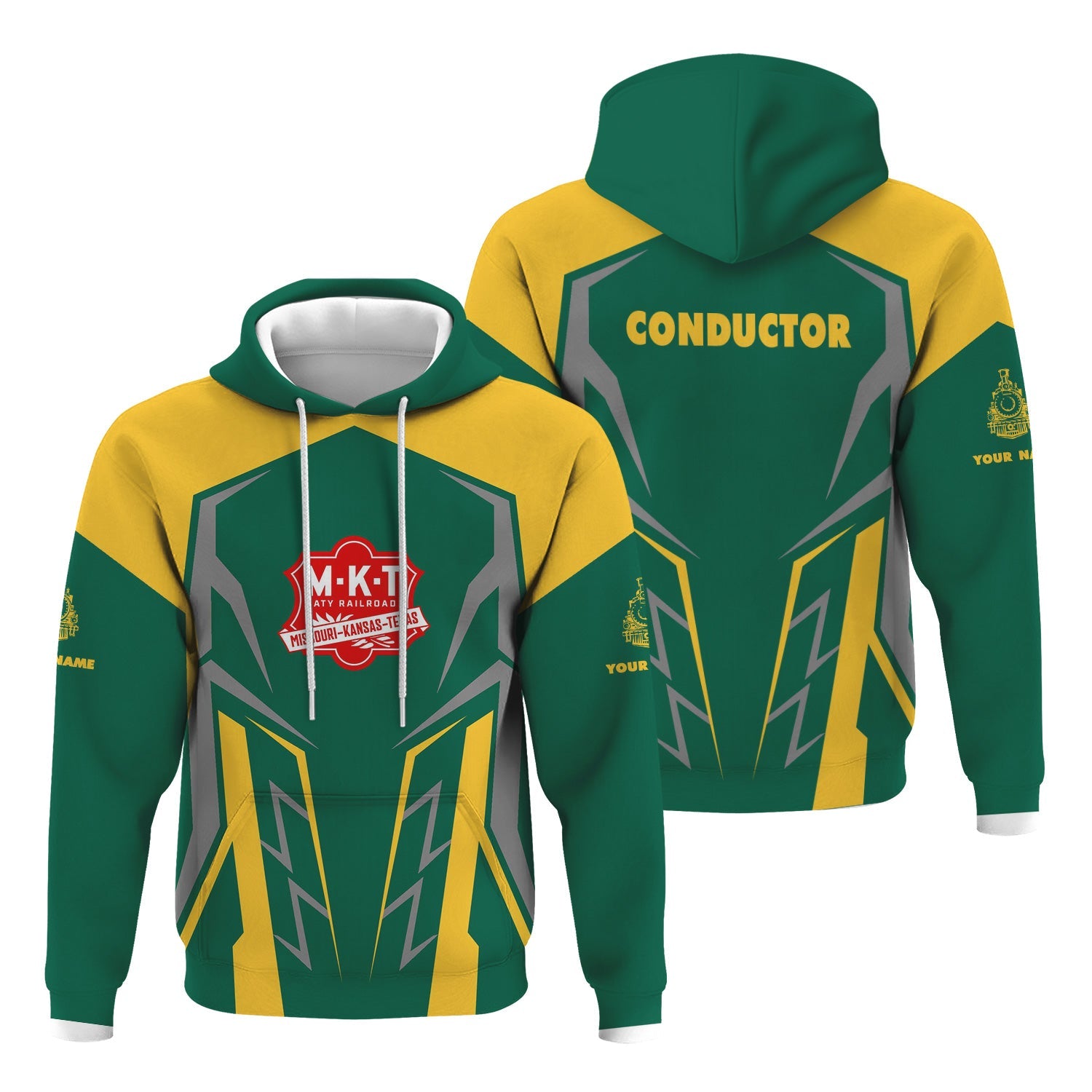 Railspirit Personalized Katy Railroad Hoodie Futuristic Design with Custom Job Train Zip Up Hoodie