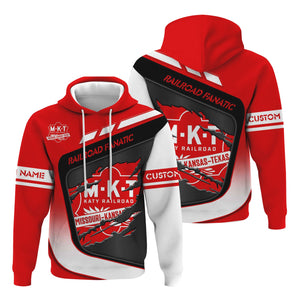 Railspirit Personalized Katy Railroad Hoodie Ripped Texture Style Train Zip Up Hoodie For Railroad Fanatic