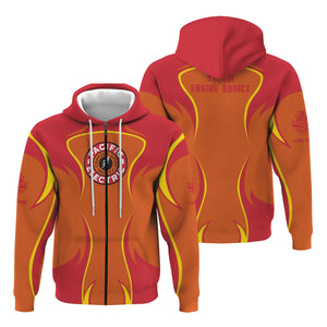 Railspirit Personalized Pacific Electric Railroad Hoodie Distinctive Flame Style Zip Up Hoodie For Steam Engine Addict