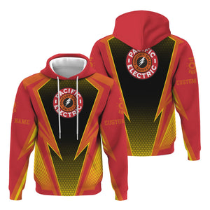 Railspirit Personalized Pacific Electric Railroad Hoodie Lightning Graphic Style Zip Up Hoodie Gift Idea For Train Lover