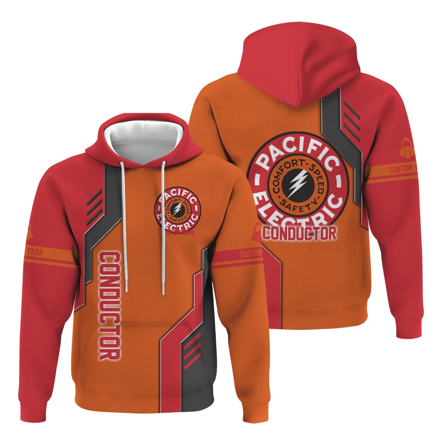 Railspirit Personalized Pacific Electric Railroad Hoodie Unique Railway Style with Custom Job Train Zip Up Hoodie