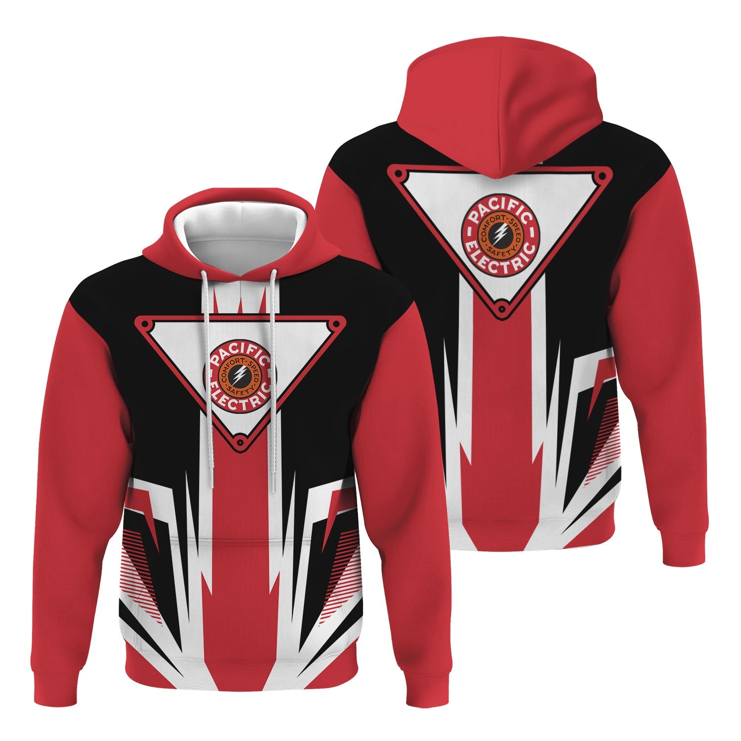 Railspirit Pacific Electric Railroad Hoodie Bold Graphic Style All Over Printed Zip Up Hoodie