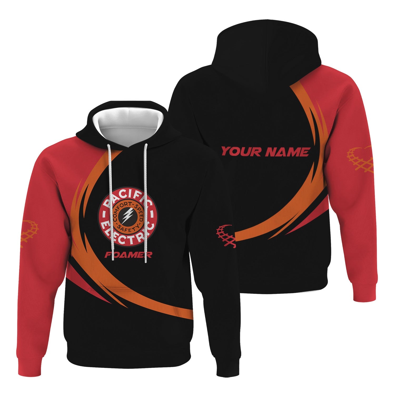 Railspirit Personalized Pacific Electric Railroad Hoodie Unique Graphic Style Zip Up Hoodie For Train Enthusiasts