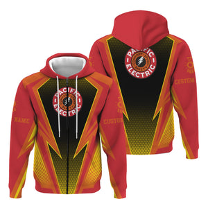 Railspirit Personalized Pacific Electric Railroad Hoodie Lightning Graphic Style Zip Up Hoodie Gift Idea For Train Lover