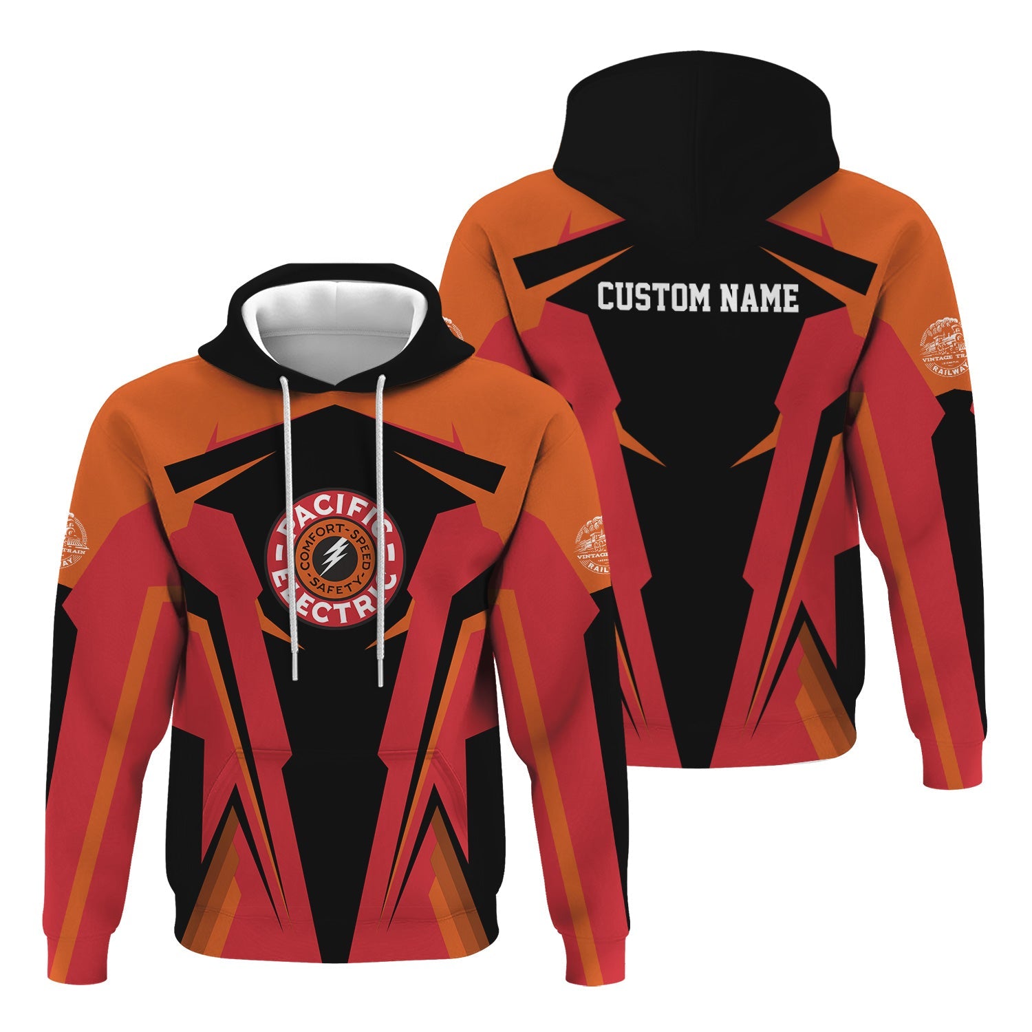 Railspirit Personalized Pacific Electric Railroad Hoodie Strong Line Style Train Hoodie Gift Idea For Train Lover