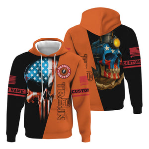 Railspirit Personalized Pacific Electric Railroad Hoodie Train Skull American Flag Zip Up Hoodie All Over Print