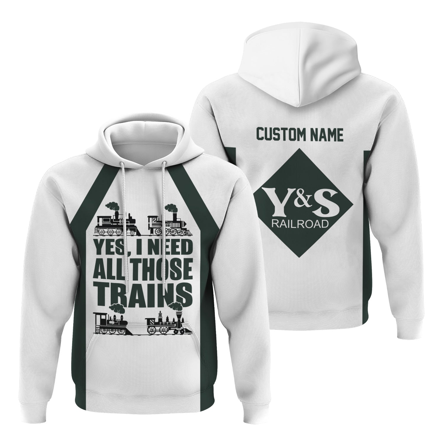 Railspirit Custom Name Youngstown & Southern Railroad Hoodie Yes I Need All Those Train Printed Zip Hoodie